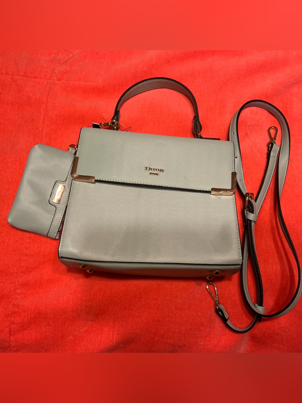 Dune London Mint White Satchel Crossbody Purse Bag Elegant Structured Coin NWOT - Picture 10 of 16